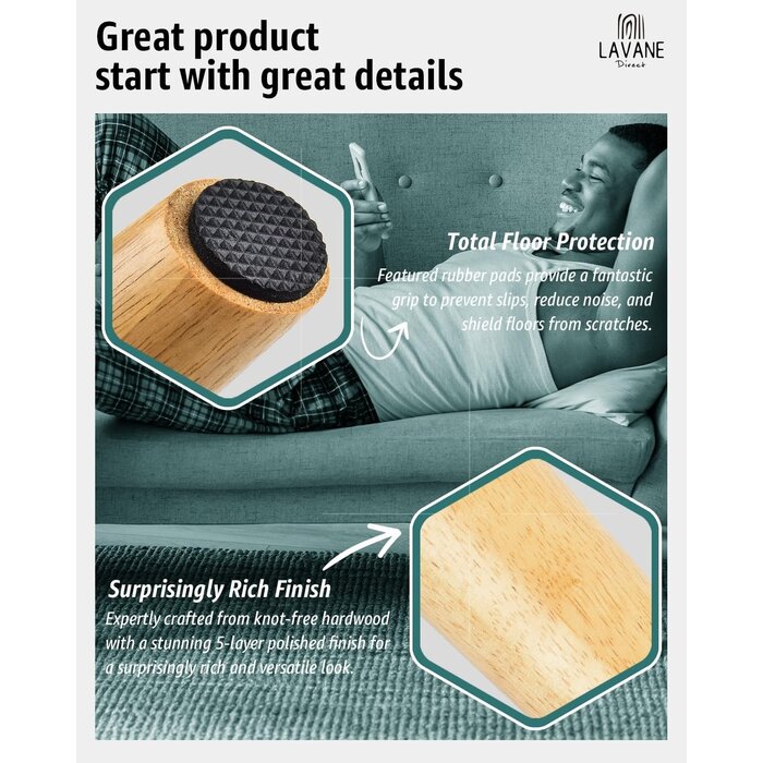 Pieds de Meuble Coniques Bois Massif Noyer 15cm (x4) - Jusqu'à -35% Outlet