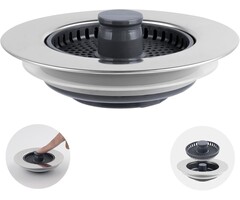 Bouchon & Crépine Évier 3-en-1 Acier Inox/ABS - Jusqu'à -35% !