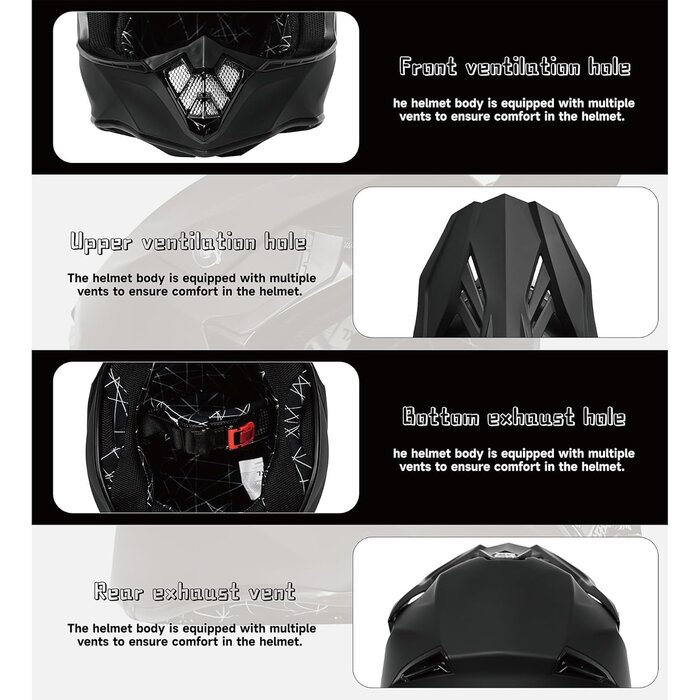 Casque Motocross ECE 22.06 Noir Adulte/Jeune - Jusqu'à -35%