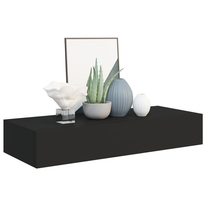 Étagère murale avec tiroir 60x23,5x10 cm - Noir - Jusqu'à -35%