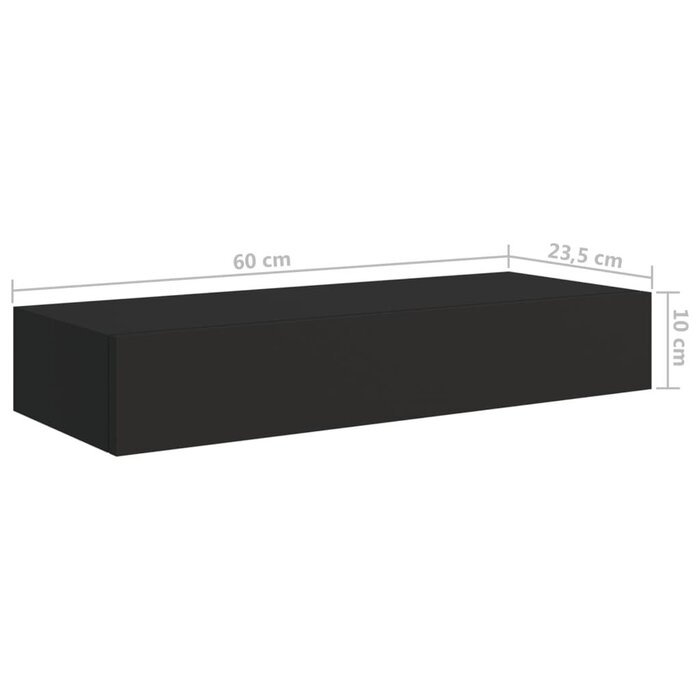 Étagère murale avec tiroir 60x23,5x10 cm - Noir - Jusqu'à -35%