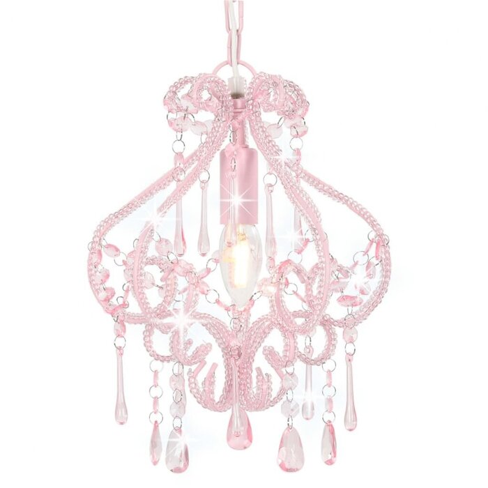 Plafonnier perlé rose E14 24x32cm - Jusqu'à -35% sur votre luminaire