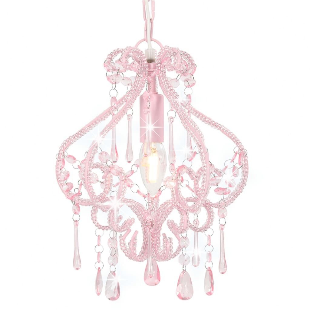 Plafonnier perlé rose E14 24x32cm - Jusqu'à -35% sur votre luminaire
