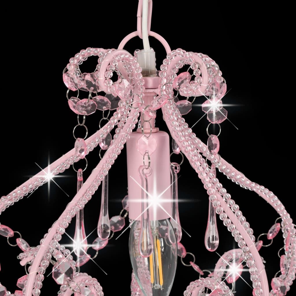 Plafonnier perlé rose E14 24x32cm - Jusqu'à -35% sur votre luminaire