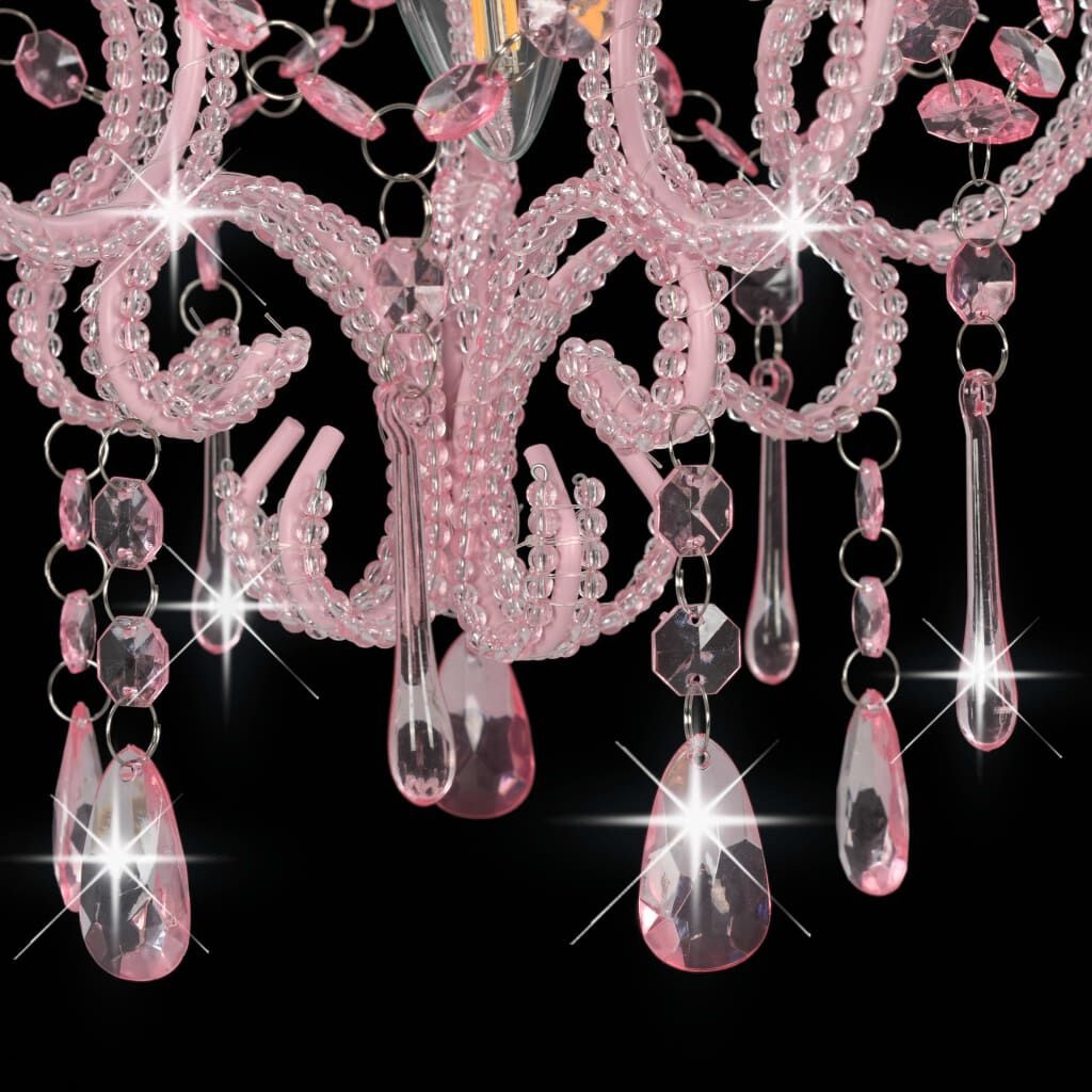 Plafonnier perlé rose E14 24x32cm - Jusqu'à -35% sur votre luminaire