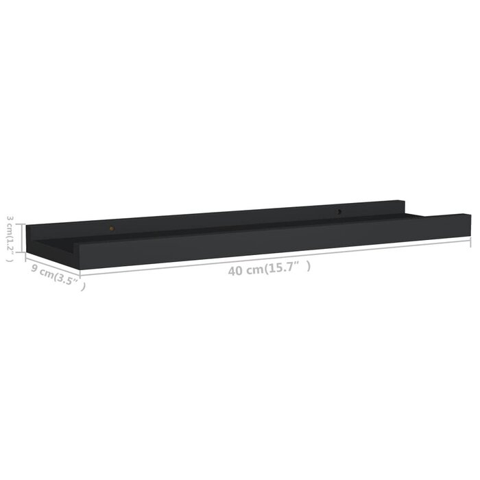 Lot de 2 étagères murales noir 40cm - Jusqu'à 35% de réduction
