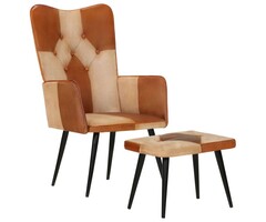 Fauteuil avec repose-pieds en cuir et toile - Jusqu'à -35% de remise