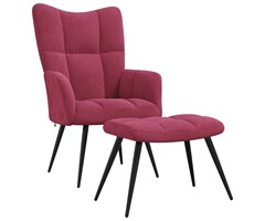 Fauteuil relax en velours rouge vin avec repose-pieds - Jusqu'à -35%