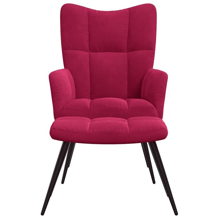 Fauteuil relax en velours rouge vin avec repose-pieds - Jusqu'à -35%