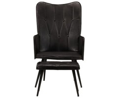 Fauteuil relax en cuir véritable avec repose-pieds - Jusqu'à 35% de remise