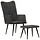 Fauteuil vintage avec repose-pieds - Toile noire - Jusqu'à -35%