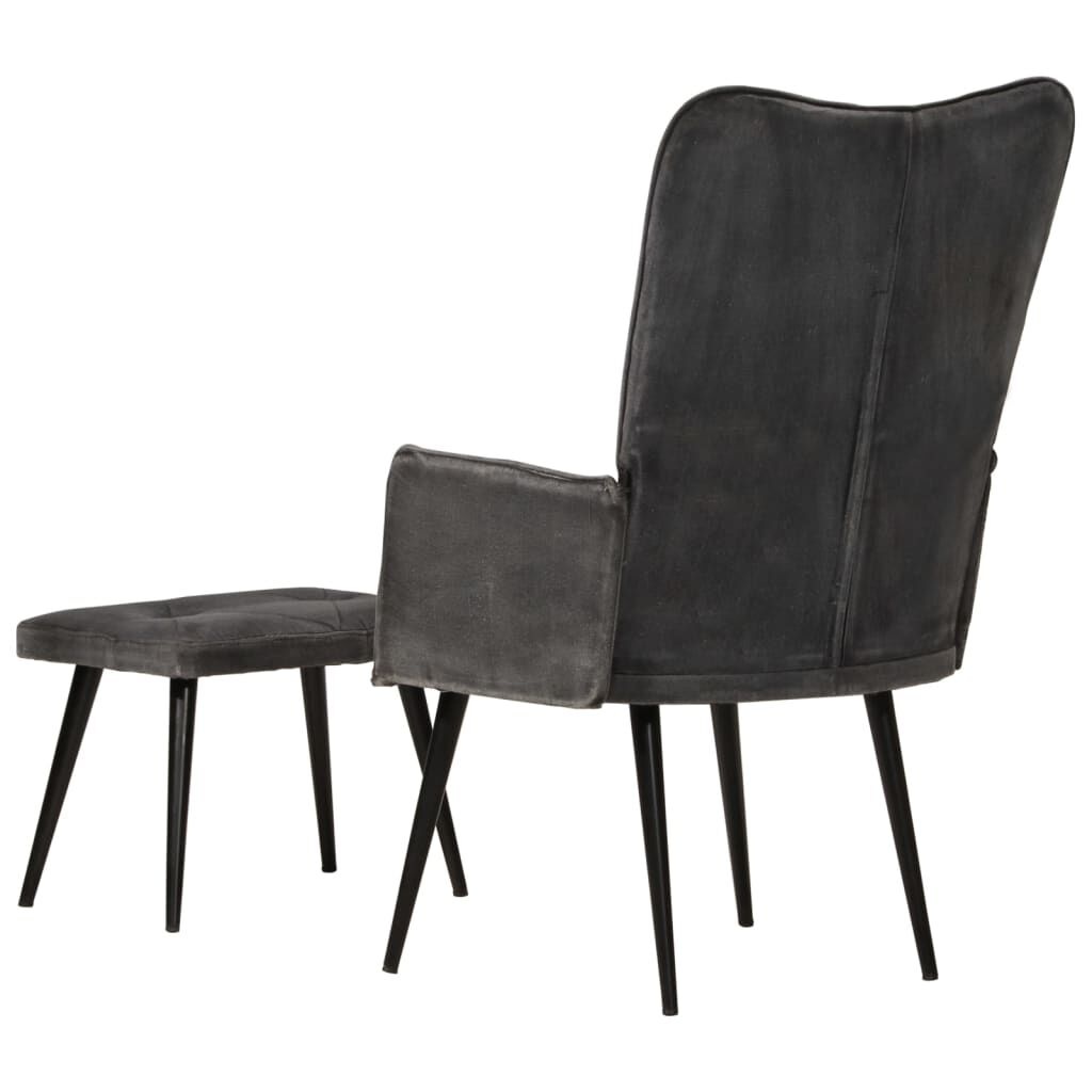 Fauteuil vintage avec repose-pieds - Toile noire - Jusqu'à -35%