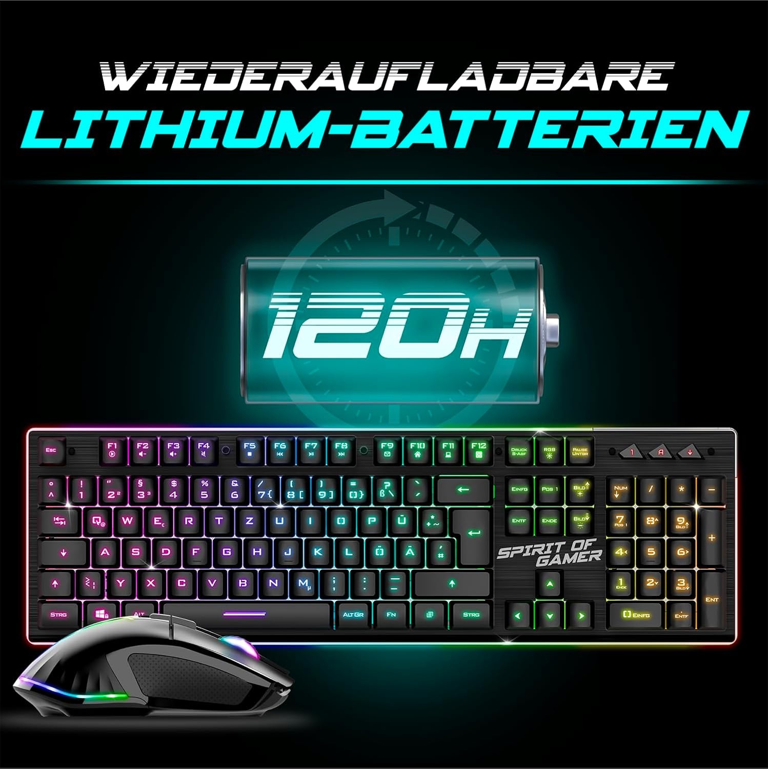 Pack Clavier Souris Gaming Sans Fil RGB - Aluminium - Jusqu'à -35%