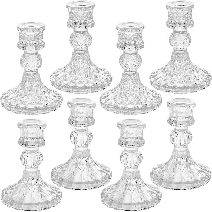 Lot de 8 bougeoirs en verre transparent : économisez jusqu'à 35 %