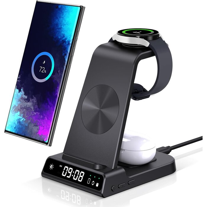 Station de charge 3-en-1 avec horloge - Jusqu'à 35% de remise