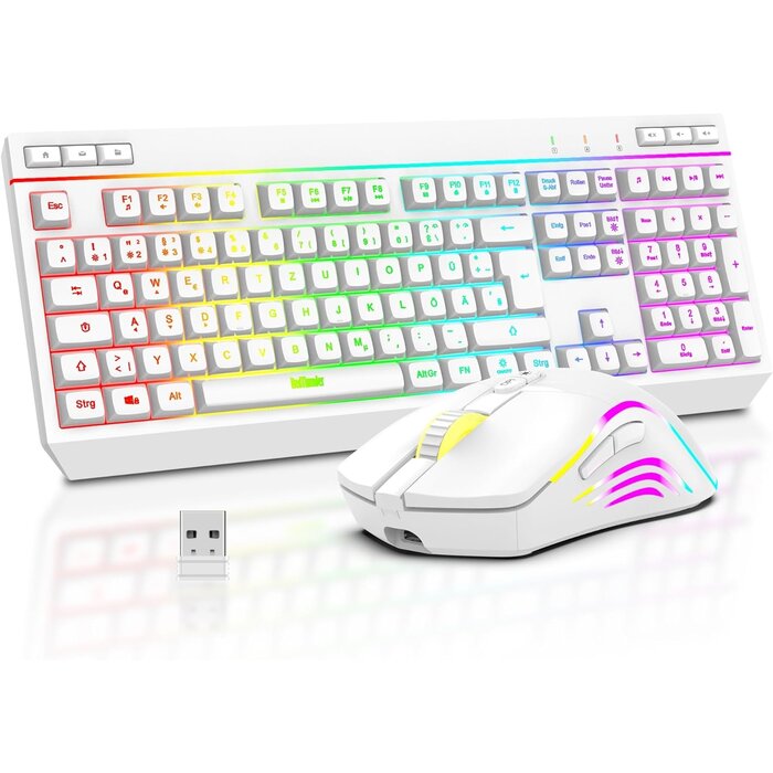 Pack Clavier et Souris Gaming Sans Fil Blanc - Jusqu'à 35% de réduction