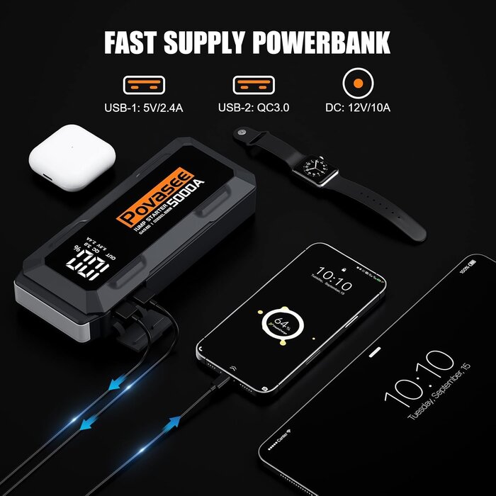 Booster de batterie 5000A LCD - Jusqu'à -35% sur votre équipement auto