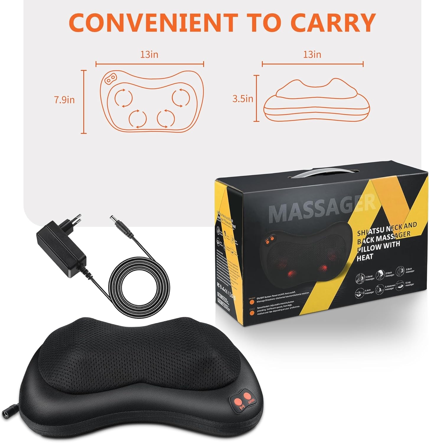 Coussin de massage Shiatsu chauffant : relaxation intense, jusqu'à -35%