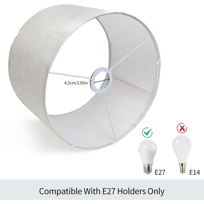 Abat-jour tambour en lin blanc 32 cm - Jusqu'à 35% de réduction