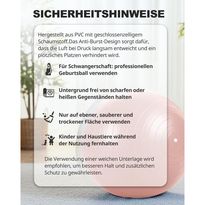 Ballon de gym et fitness 65 cm - Rose - Jusqu'à 35% de réduction