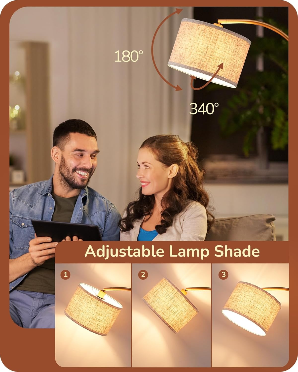 Lampadaire arc design doré et lin beige - Jusqu'à -35% sur nos modèles