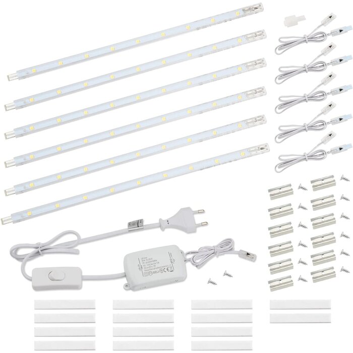 Lot de 6 réglettes LED 26cm - Éclairage sous-meuble jusqu'à -35%
