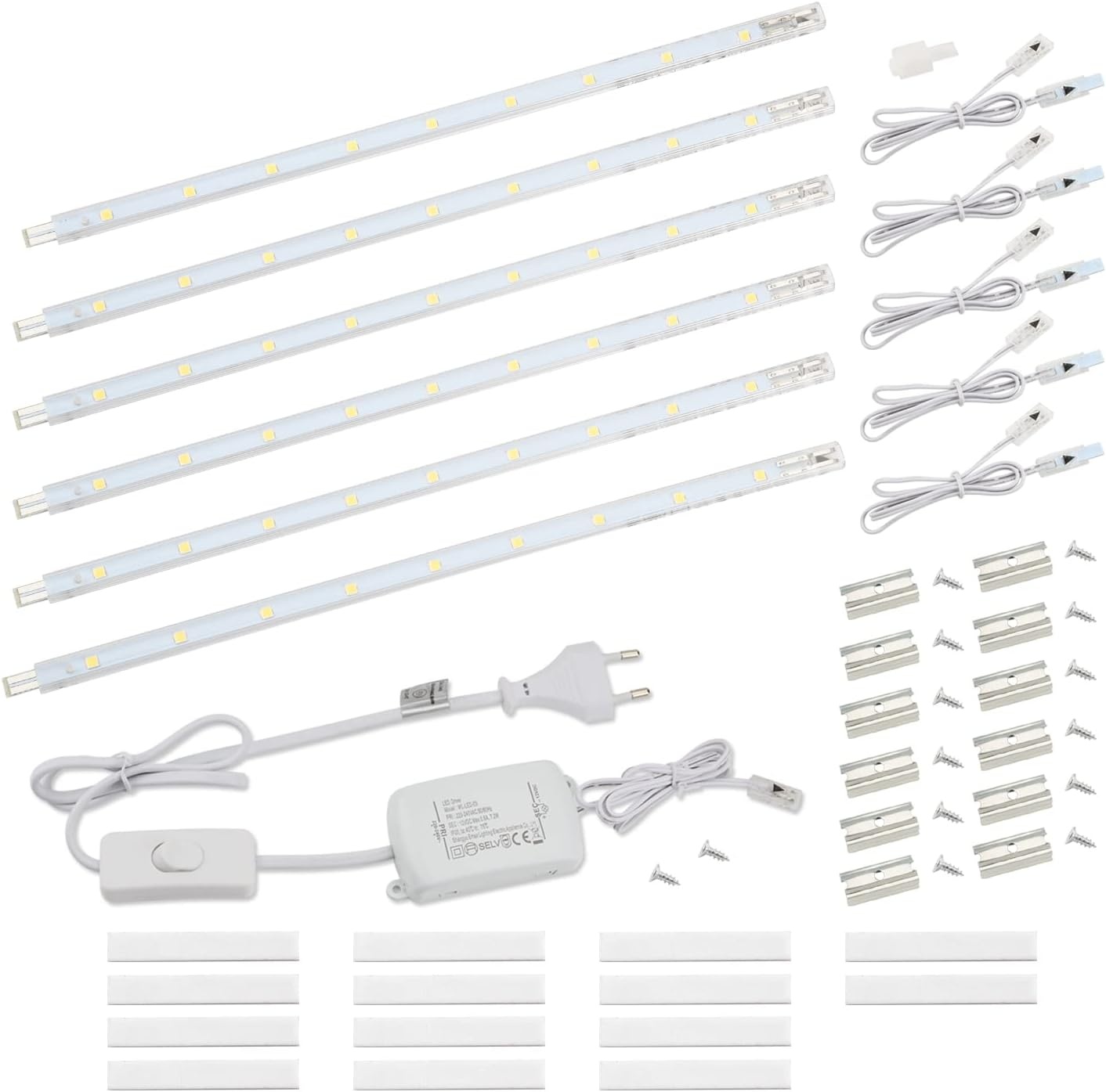 Lot de 6 réglettes LED 26cm - Éclairage sous-meuble jusqu'à -35%