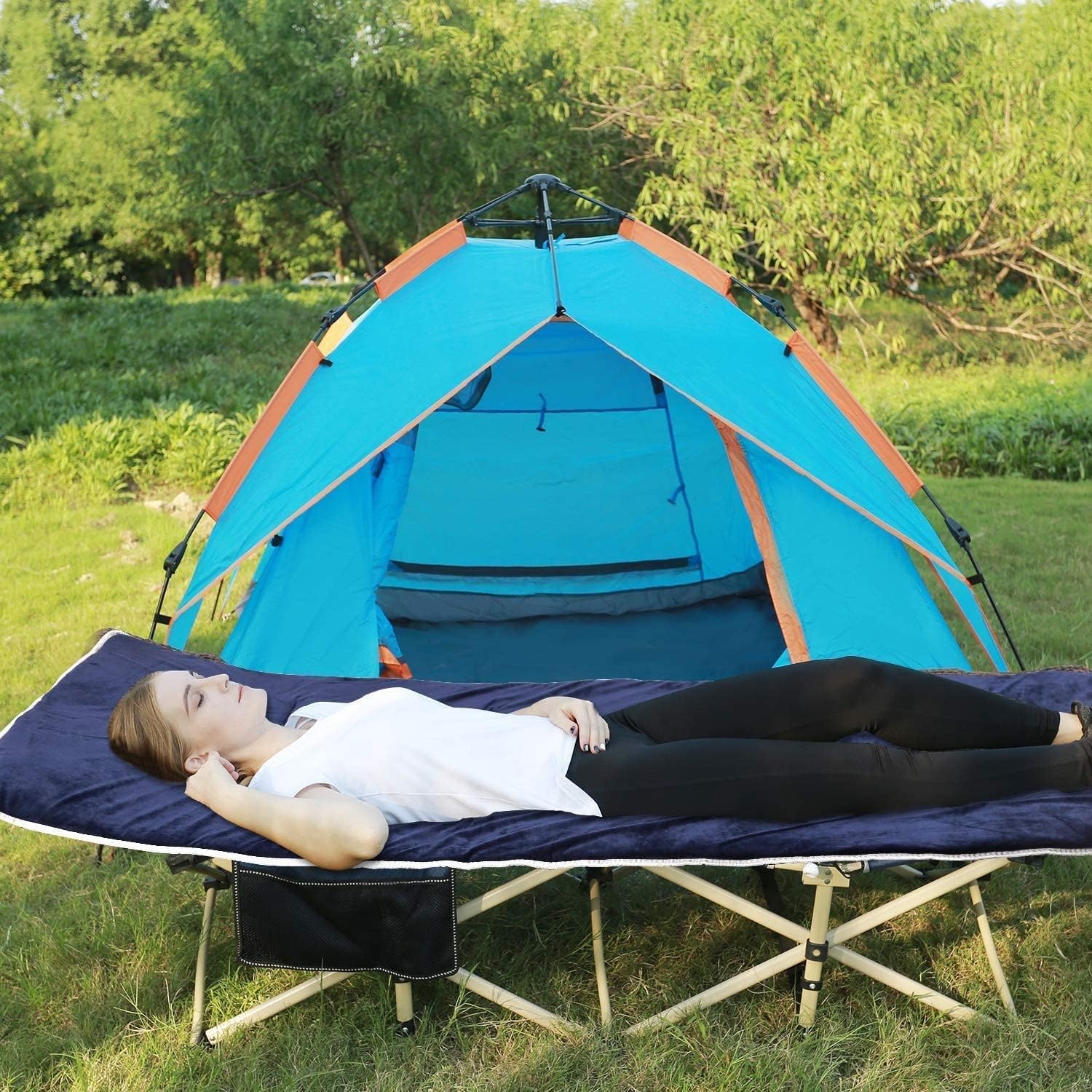Housse coton pour lit de camp XL 190x75 cm - Bleu nuit - Jusqu'à -35%