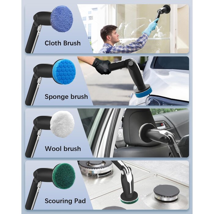 Brosse de nettoyage électrique rotative - 8 têtes - Jusqu'à 35% de remise