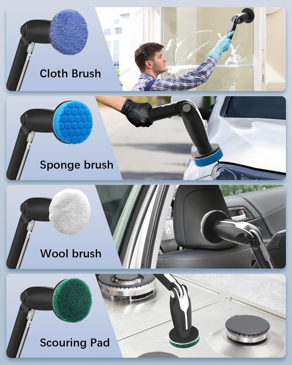 Brosse de nettoyage électrique rotative - 8 têtes - Jusqu'à 35% de remise