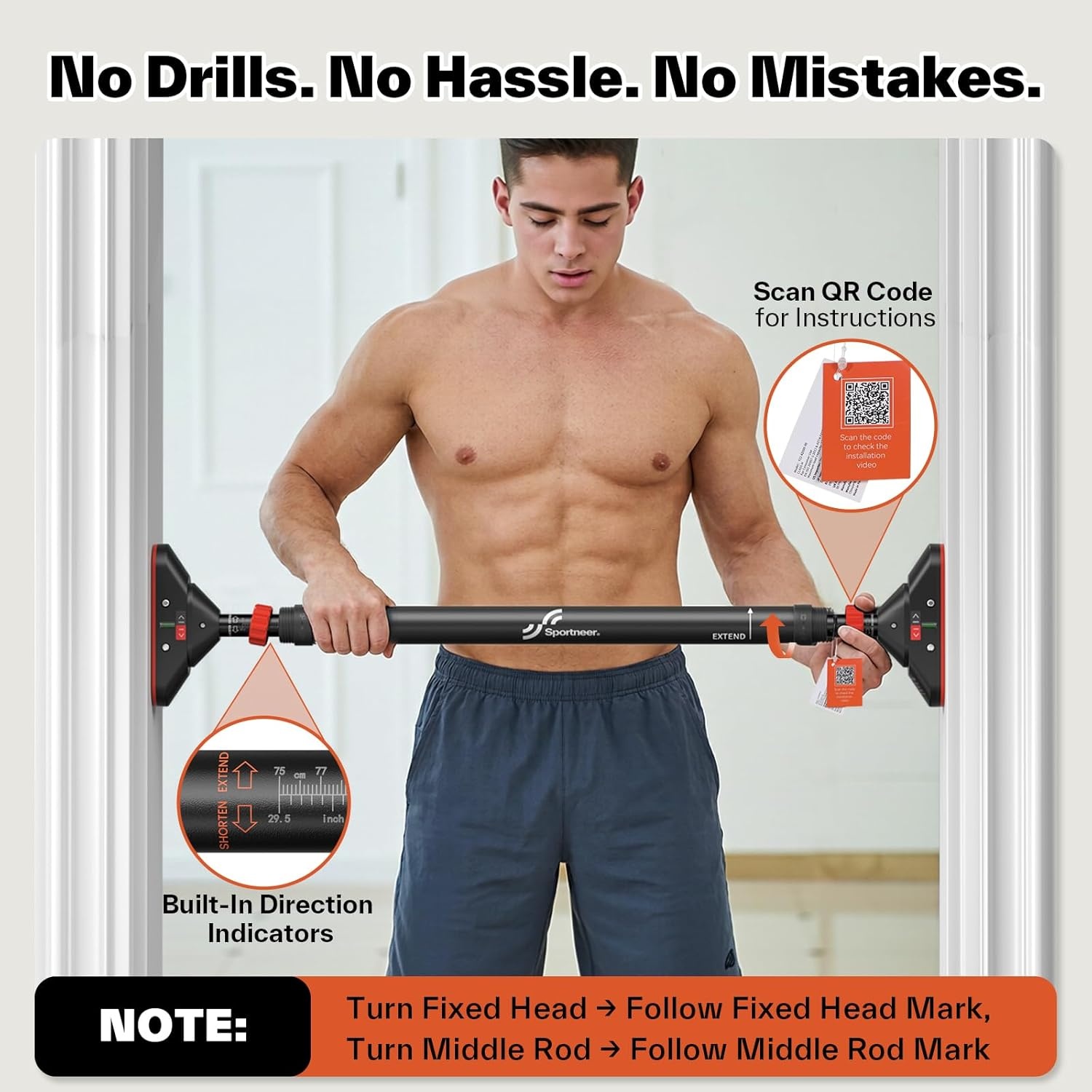 Barre de traction ajustable 75-94 cm - Jusqu'à -35% sur votre musculation