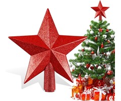 Étoile de sapin rouge pailletée 20 cm - Jusqu'à 35% de réduction