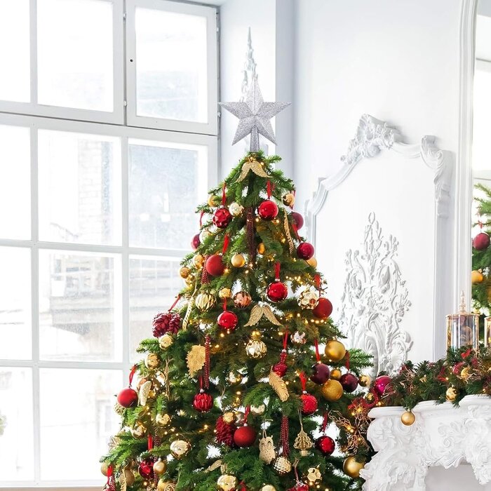 Étoile de sapin 20 cm argentée - Décoration de Noël - Jusqu'à -35%