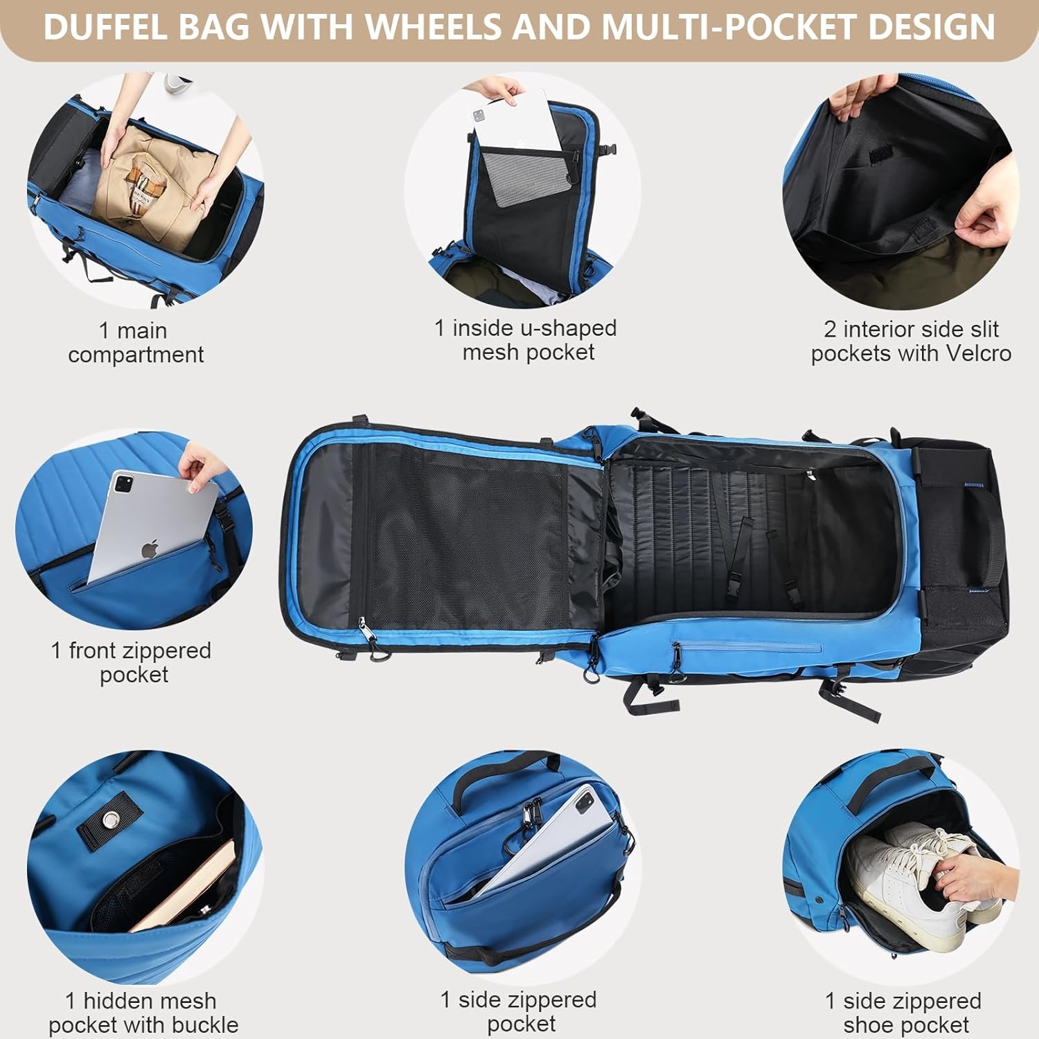 Sac de voyage pliable 86L à roulettes - Jusqu'à 35% de remise