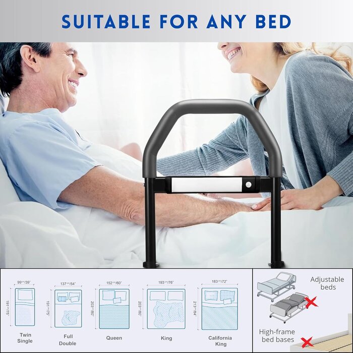 Barrière de lit avec LED et aide au lever - Jusqu'à -35% sur nos modèles outlet