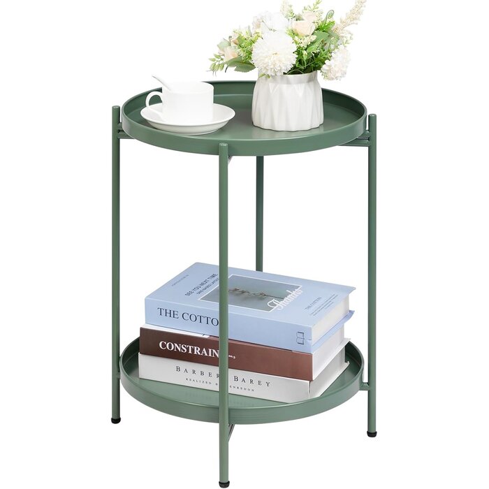 Table d'appoint ronde 2 niveaux vert gazon - Jusqu'à -35% de remise