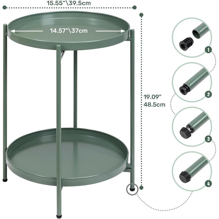 Table d'appoint ronde 2 niveaux vert gazon - Jusqu'à -35% de remise