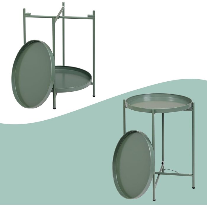 Table d'appoint ronde 2 niveaux vert gazon - Jusqu'à -35% de remise
