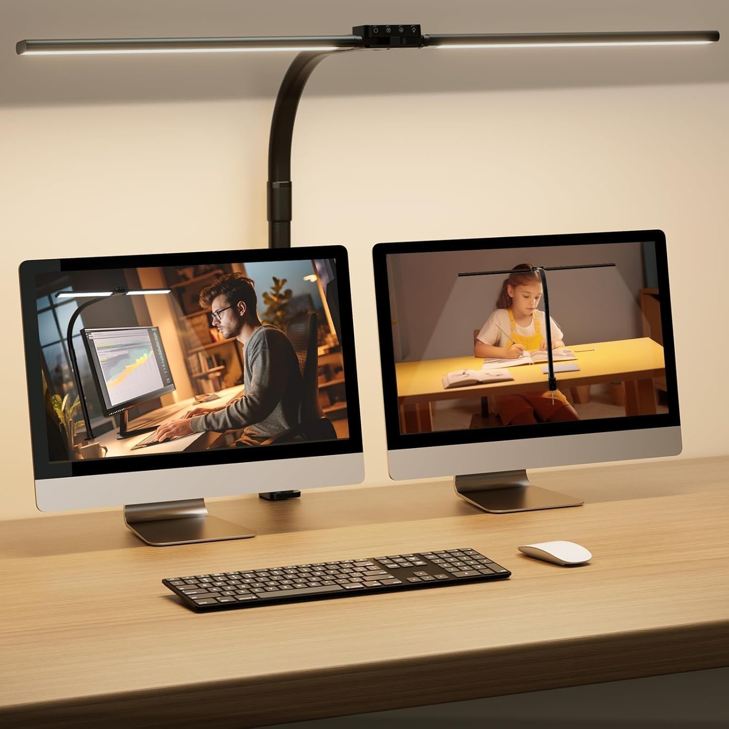 Lampe de bureau LED double tête articulée - Jusqu'à -35 %