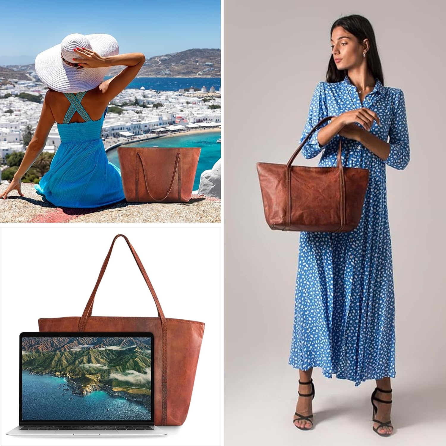 Cabas ordinateur vintage en cuir jusqu'à -35% | Sac élégant 16 pouces
