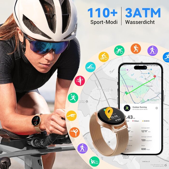 Montre connectée AMOLED dorée - Appels Bluetooth - Jusqu'à -35% d'économie