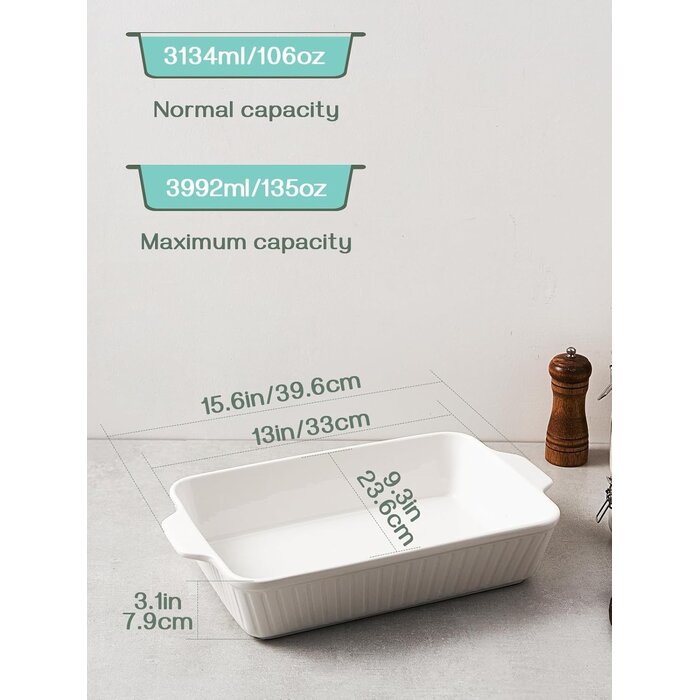 Plat de cuisson en céramique blanc 22x33cm - Jusqu'à 35% de réduction