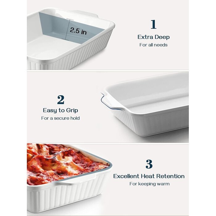 Plat de cuisson en céramique blanc 22x33cm - Jusqu'à 35% de réduction