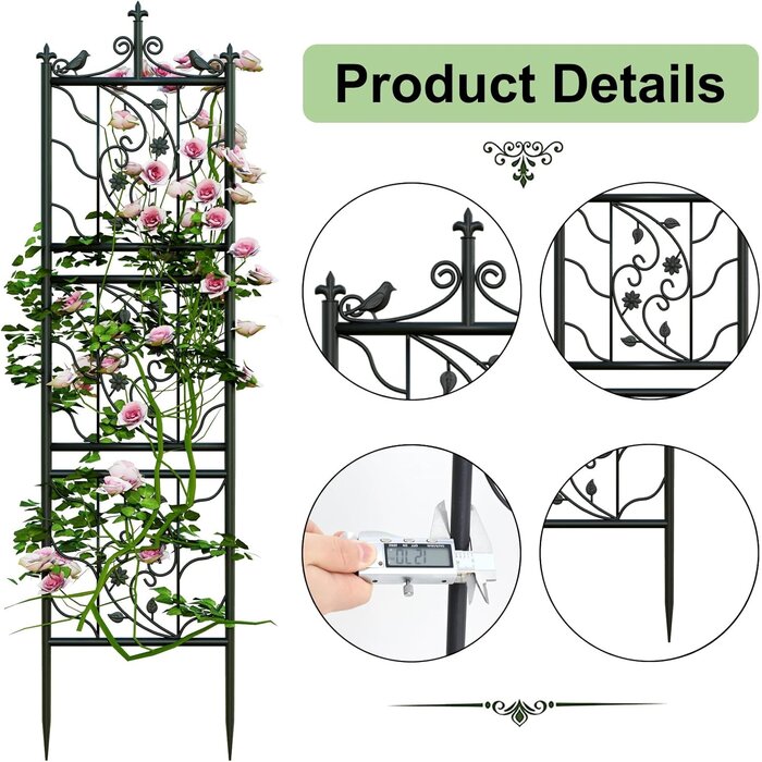 Lot de 2 treillis métalliques 195 cm - Noir - Jusqu'à -35% en outlet