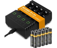 Chargeur de piles avec 10 piles AA incluses - Jusqu'à 35 % de remise