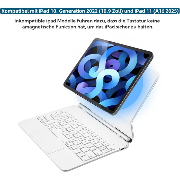 Étui clavier magnétique iPad 10/11 - QWERTZ - Blanc - Jusqu'à 35% de remise
