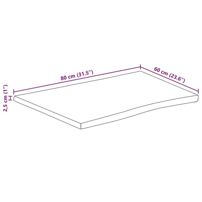 Plateau de table en manguier bords naturels 80x60cm - Jusqu'à 35% de réduction
