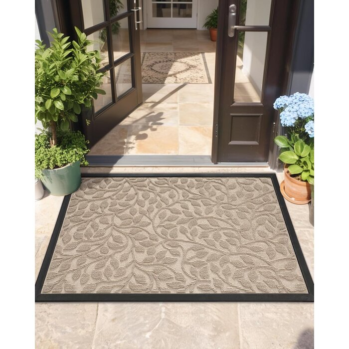 Paillasson Kaki Motif Feuilles 80x120 cm - Jusqu'à -35% d'économie