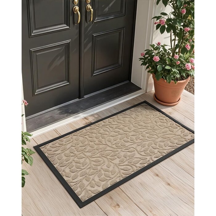 Paillasson Kaki Motif Feuilles 80x120 cm - Jusqu'à -35% d'économie