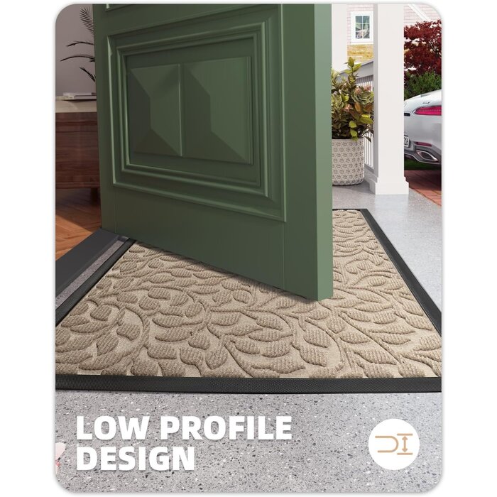 Paillasson Kaki Motif Feuilles 80x120 cm - Jusqu'à -35% d'économie